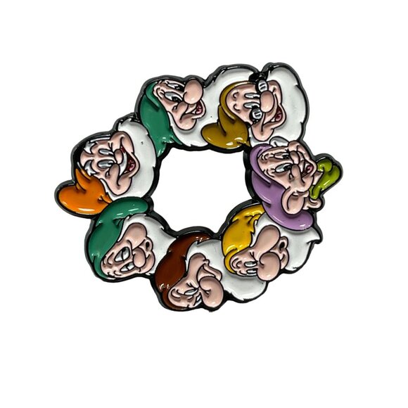 Seven Dwarfs Wreath Lapel Pin Snow White Princess Pin Badge Brooch Jewelry - Picture 1 of 8